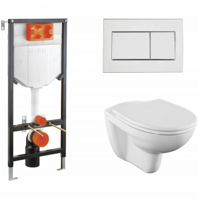 Система инсталляции Vitra Norm Fit L-Box (инсталляция, подвес унитаз, сид дюро, 2-реж кнопка хром)