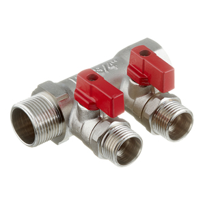 Коллектор 3/4"х2 вых. 1/2" нар.с отсек. кранами VALTEC