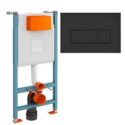 Система инсталляции VitrA V-Fix Core 732-5800-01 с кнопкой смыва Root Square 740-2311 черной матовой
