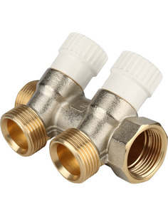 Коллектор 3/4"х2 вых. 1/2" нар.с регулиров. кранами STOUT