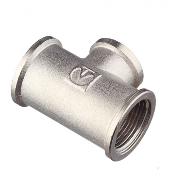 (358) Тройник  3/4"*1/2"*3/4" никель вн.-вн.-вн.VALTEC уп. 10/50