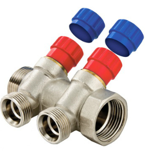 Коллектор 1"х2 вых. 3/4" Евроконус с рег. кранами VALTEC