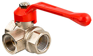 Кран шар. трехходовой (L) 3/4" вн.-вн.-вн. VALTEC уп. 4/48