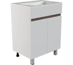 Тумба 50 БРИКС 2 створки белый/дуб вотан напольная, под раковину Breeze 50 (ПВХ)