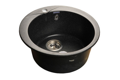 Мойка кругл 475х194 композит ЧЕРНАЯ (сифон в/к) GRANFEST GF-R480