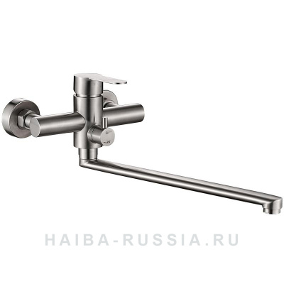 Смеситель для ванны HAIBA, картр 35мм, с длин изливом и перкл в корпусе, нерж HB22801(*)