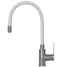 Смеситель для кухни MIXLINE  35к ML35-098 БЕЛЫЙ гибкий излив, б/отв, боковая ручка