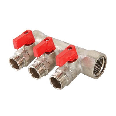 Коллектор 3/4"х3 вых. 1/2" нар. с отсек. кранами VALTEC