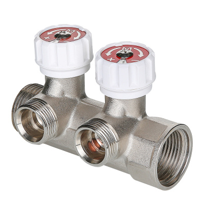 Коллектор 1"х2 вых. 3/4" Евроконус с регулир. кран VALTEC